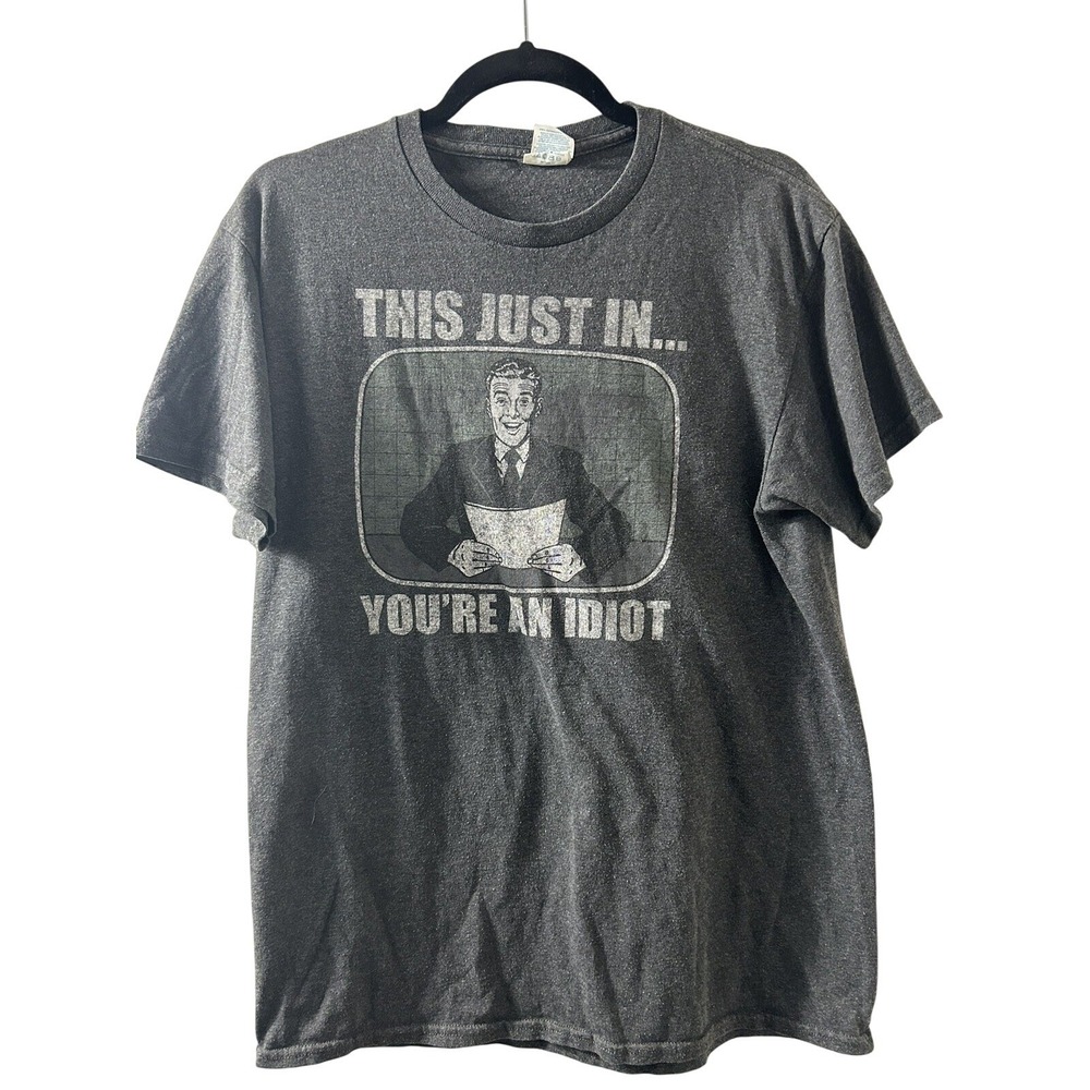 Delta Pro Weight Mens Gray This Just‎ In Youre An Idiot Graphic T-Shirt Size M